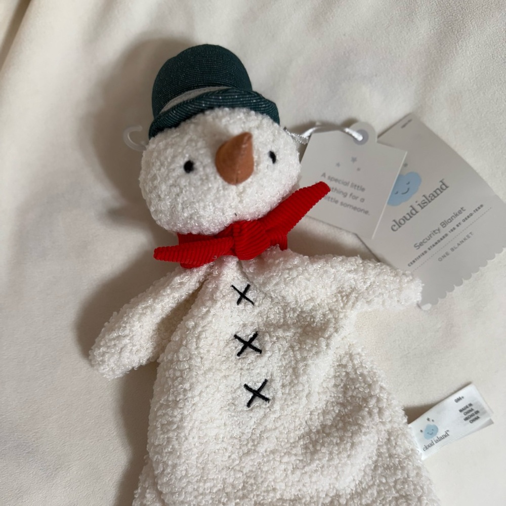 Cloud Island Snowman Security Blanket NWT